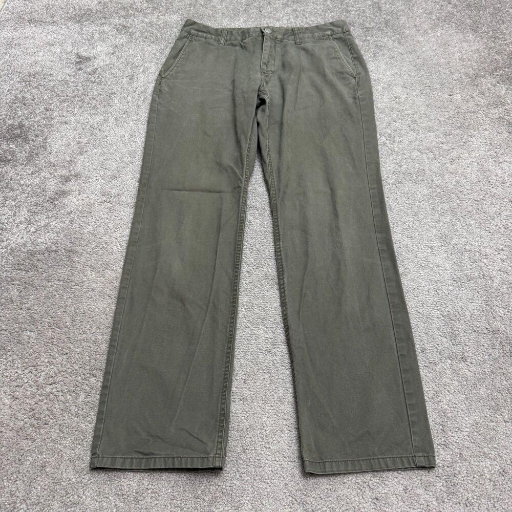 Bonobos Slim Straight Chino Pants Mens 30x30 Washed Olive Green Cotton Trousers